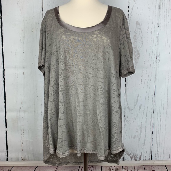 WANTABLE || Silk Trim Burnout Tee - Picture 1 of 8